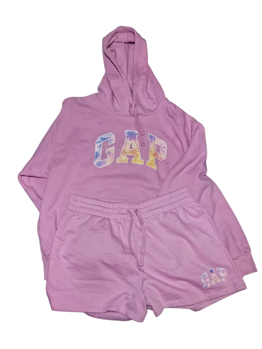 GAP Pink Hoodie and Shorts Set with Pastel Logo